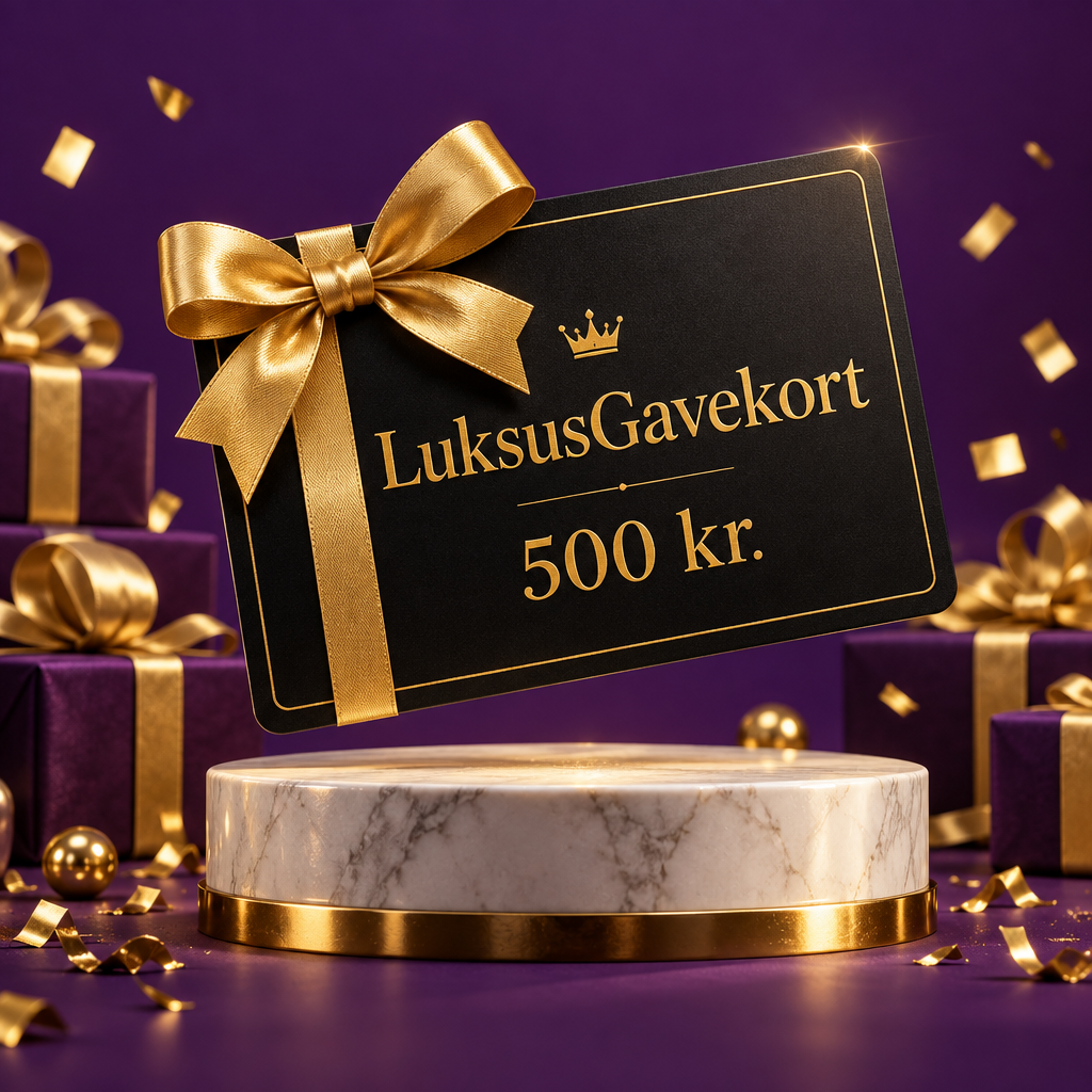 Sort LuksusGavekort på 500 kr. med gylden sløjfe